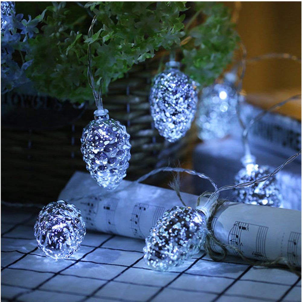 Holly Lodge Pine Cone String Lights NIB 6 Bulbs requires batteries 3.28 FT
